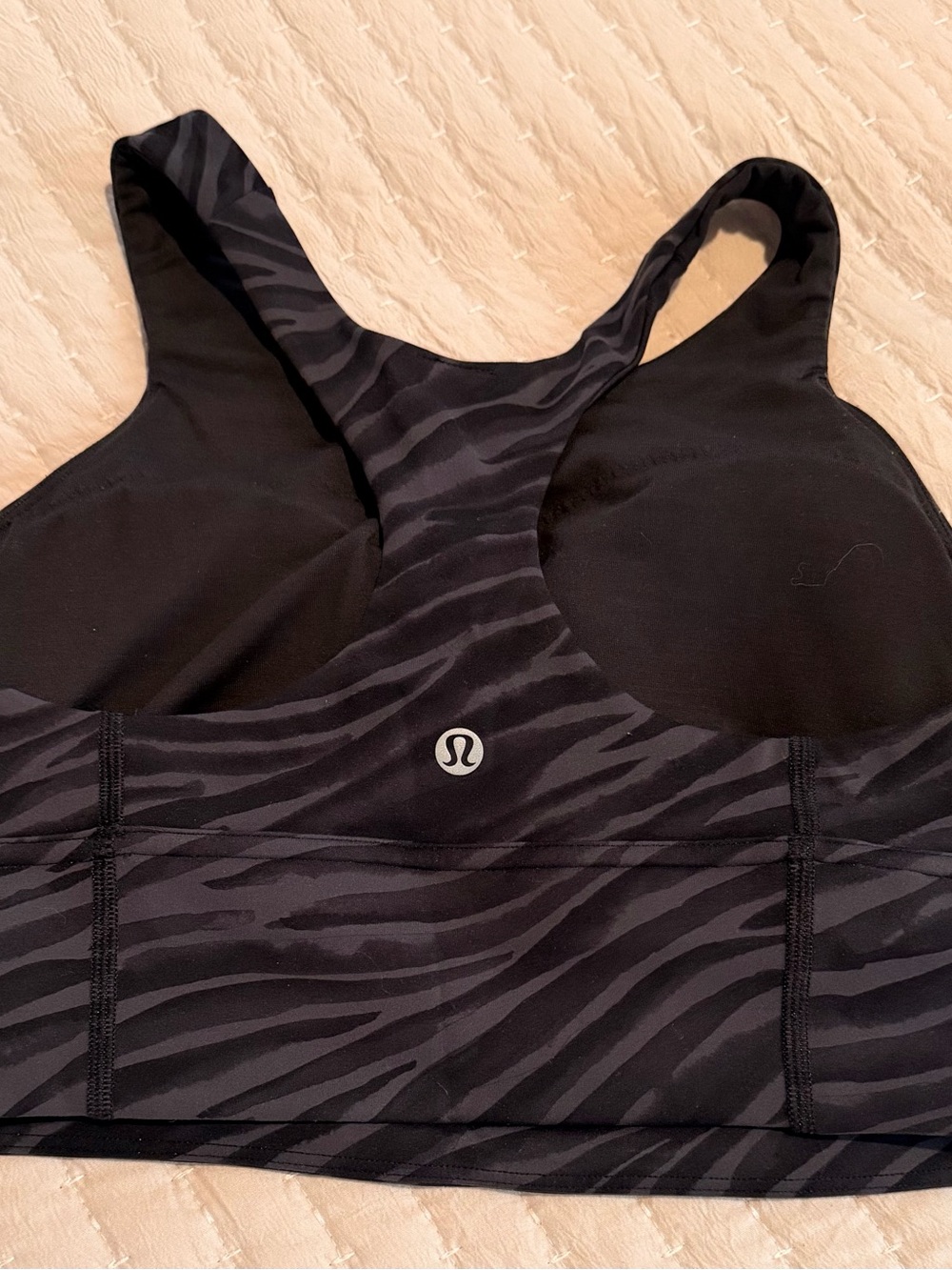 lululemon Black Zebra-Print Racerback Longline Sports Bra